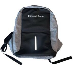 Microsoft Teams Computer Top Load Mega Backpack Book Bag Gray Large Open Charger